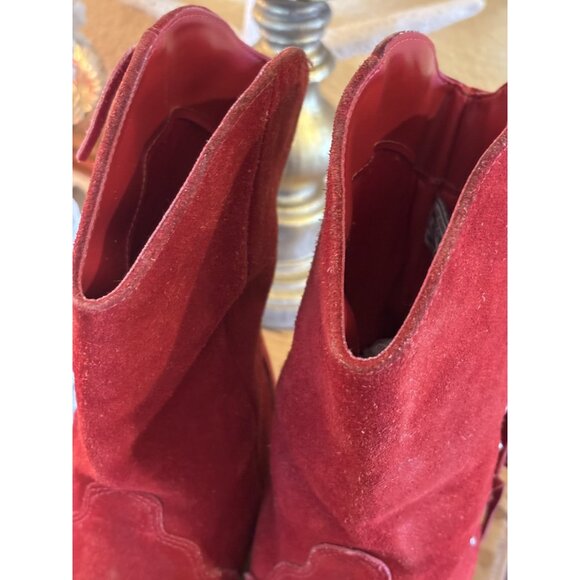 Arizona Jean Company Red Suede Leather Western Cowboy Pointed Toe Boots 7M - Picture 12 of 14